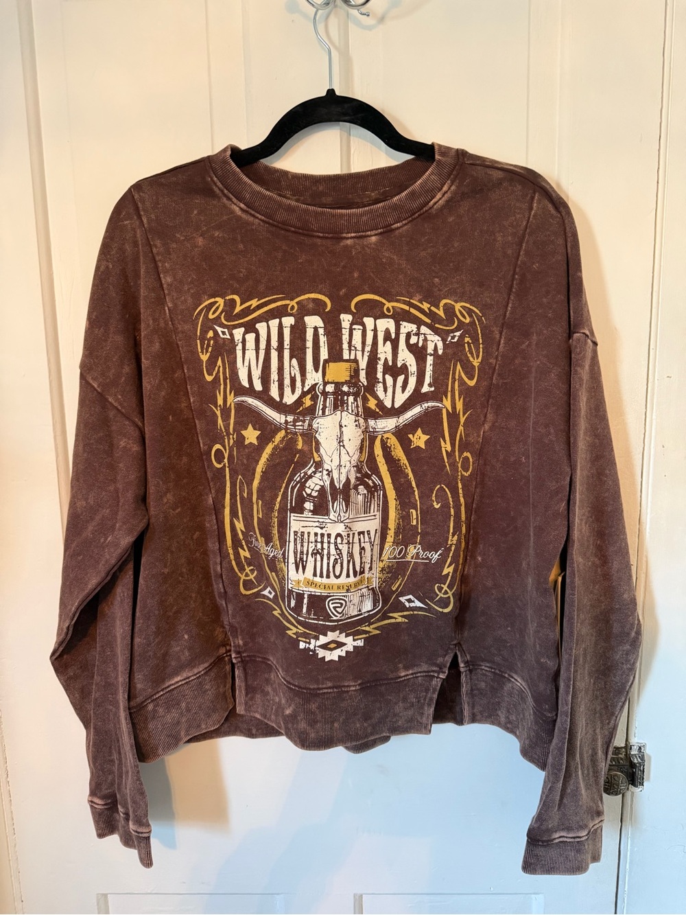 Rock&Roll Denim brand Wild West Whiskey Graphic Brown Sweatshirt